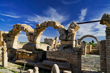 L'area archeologica di Mactaris,con i resti dell'antica città Romana,Makthar , Tunisia