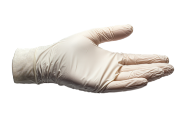 Medical glove positioned for examination purpose