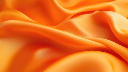 Obraz premium Smooth orange silk fabric background with gentle folds and soft lighting, creating a luxurious feel. No text, no people.
