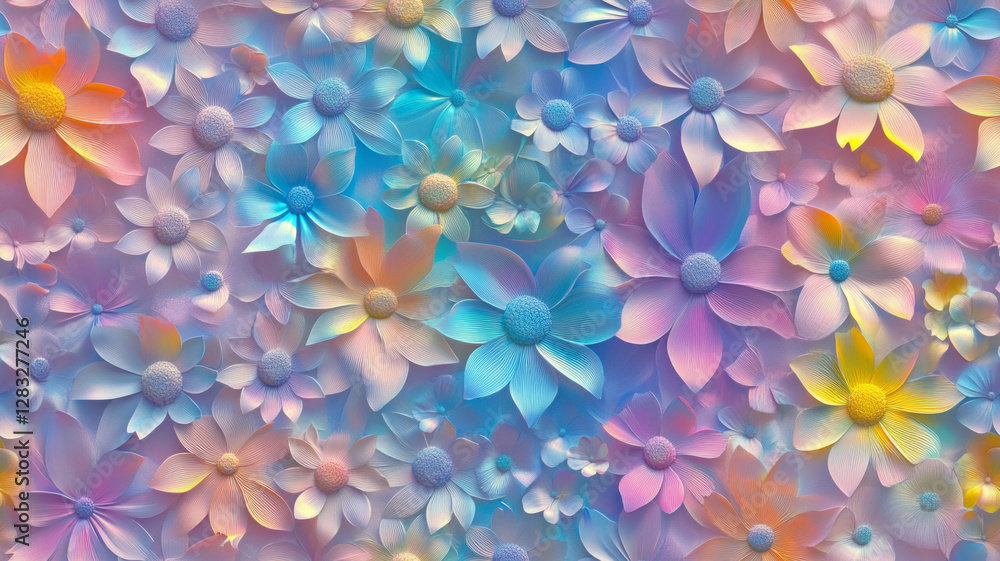 Poster a colorful flower pattern with many different colors