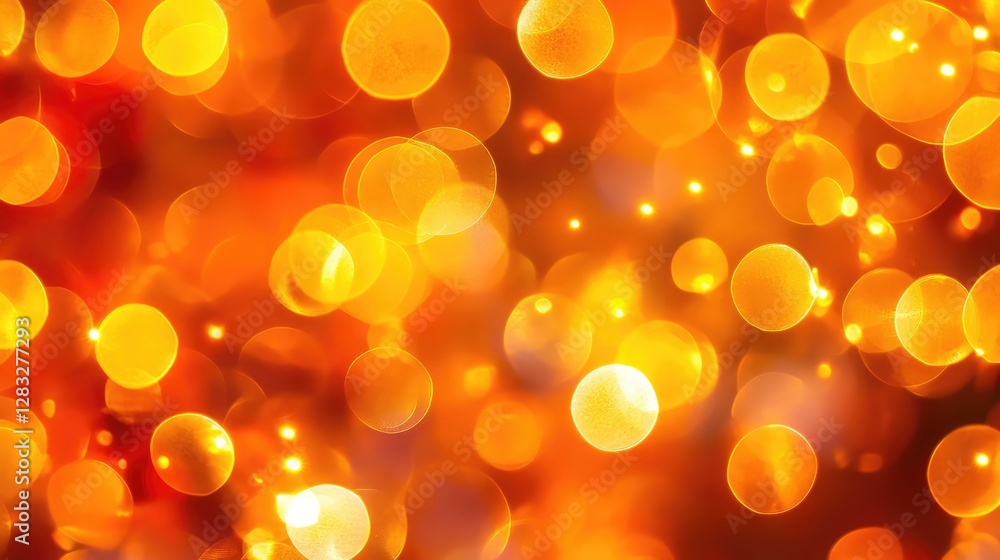Poster soft-focus orange bokeh background with warm light flares, adding an artistic and dreamy atmosphere 