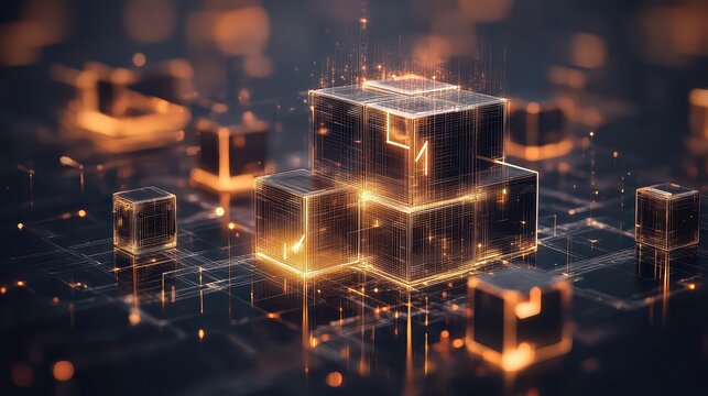 3d cube with glowing light representing futuristic real estate tokenization concept