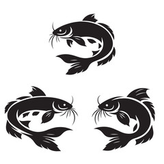 Sleek Catfish silhouette, a smooth and modern aquatic design - Catfish illustration - Minimalist Catfish vector - Fish silhouette
