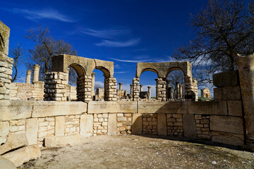 L'area archeologica di Mactaris,con i resti dell'antica città Romana,Makthar , Tunisia