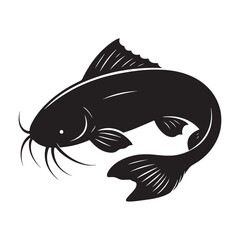Popular Catfish silhouette, widely recognized and appreciated - Catfish illustration - Minimalist Catfish vector - Fish silhouette
