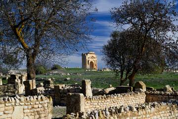 L'area archeologica di Mactaris,con i resti dell'antica città Romana,Makthar , Tunisia
