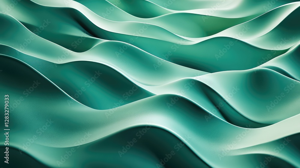 Aufkleber vibrant emerald green background with abstract wave patterns and smooth lighting effects. no text, n