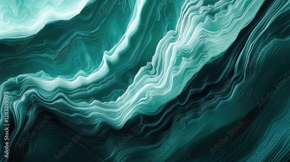 Aufkleber vibrant emerald green background with abstract wave patterns and smooth lighting effects. no text, n