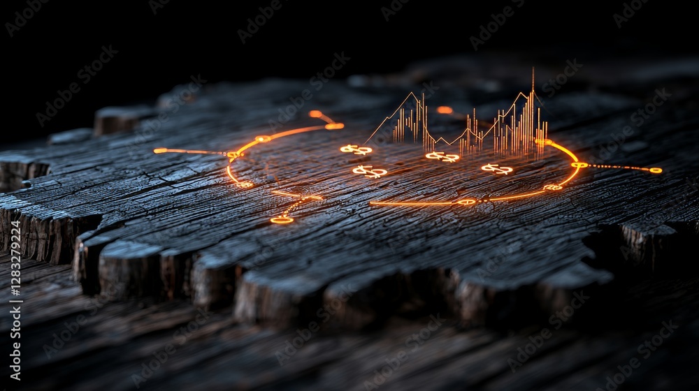Poster abstract financial network growth visualization digital environment data analysis business concept m
