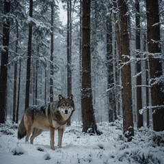 wolf in winter forest