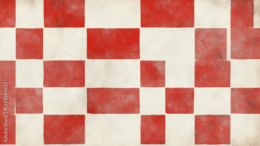 Poster a checkered pattern with red and white squares