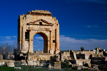 L'area archeologica di Mactaris,con i resti dell'antica città Romana,Makthar , Tunisia