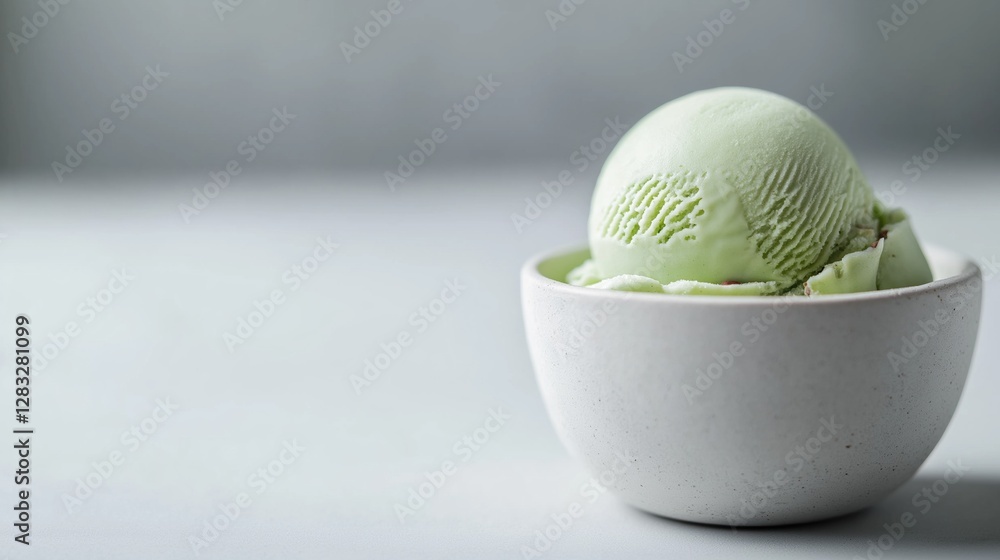 Aufkleber small white bowl with a scoop of green ice cream in it. the ice cream appears to be a light green co