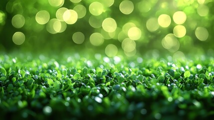 Obraz premium Lush greenery, sunlight bokeh, nature background