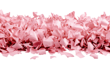 Falling pink confetti creates a festive atmosphere, cut out