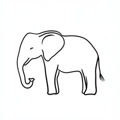 Obraz premium Simple Elephant Outline: A minimalistic outline of a standing elephant, perfect for illustrations, logos, and design projects, conveying strength, wisdom, and a touch of the wild. 