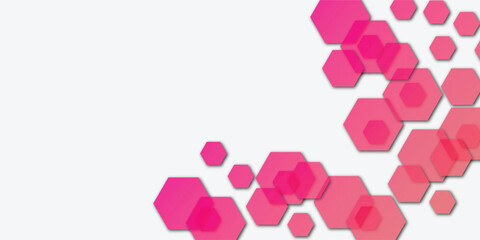 Abstract technology soft red color geometric hexagon on white background concept design honeycomb shape vector. 