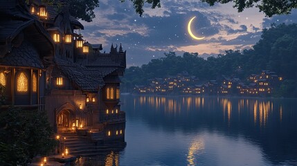 A stunning Ramadan village overlooking a lake