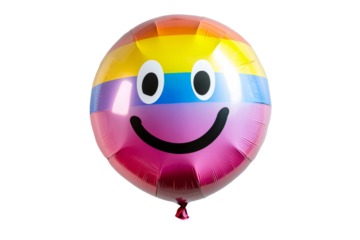 Colorful smiley balloon with rainbow stripes