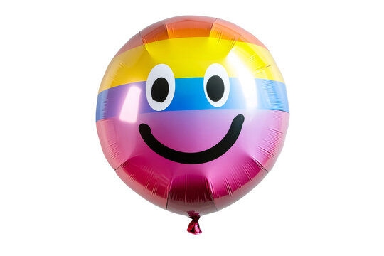Colorful smiley balloon with rainbow stripes