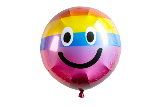 Colorful smiley balloon with rainbow stripes