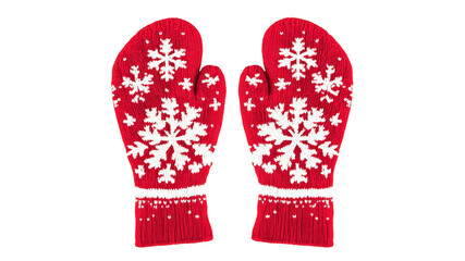 Cozy red mittens with snowflake patterns displayed