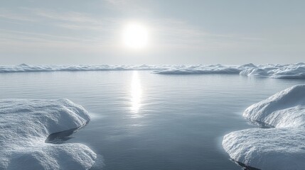 Obraz premium Climate change impact in the Arctic: melting icebergs and cracks in polar ice