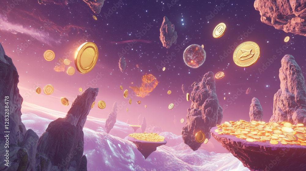 Poster vector game space background landscape. cartoon planet in galaxy for arcade videogame. 2d ui level m