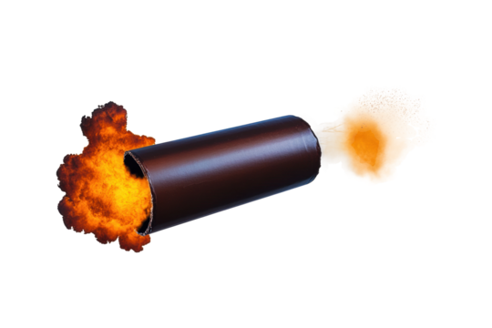 Flying cracker with explosion effect in cutout, cut out