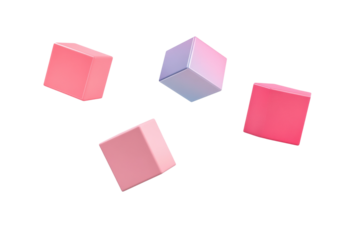 Floating cubes in gradient pink shades, cut out