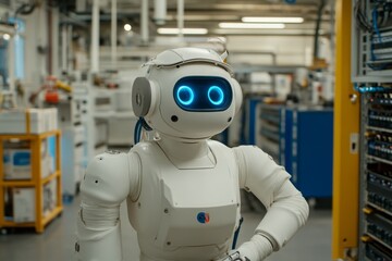 Advanced Humanoid Robot in Modern Industrial Environment