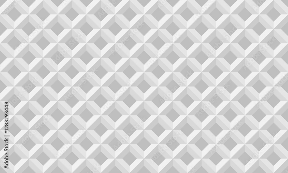 Wall mural 3d grey rhombus seamless pattern. vector repeating texture.