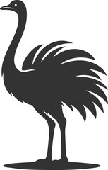 Ostrich standing with wings slightly spread animal vector silhouette