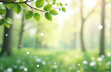 Obraz premium The Background Could Be A Serene Art Piece Featuring Fresh Trees And Leaves Against An Abstract Spring Or Summer Setting. 00001