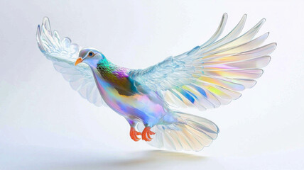Obraz premium A bird with rainbow colors flying in the air