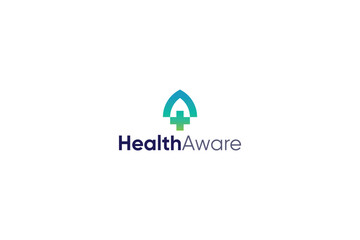 Letter A health aware medical cross green color logo
