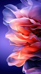   Close-up of a red and white flower against a blue background