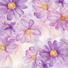 Floral Whisper: An artistic arrangement of soft, watercolor-style purple flowers with gentle details, evoke a sense of delicate charm.