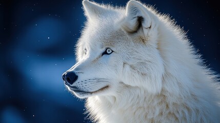 Obraz premium Majestic White Wolf Portrait at Night