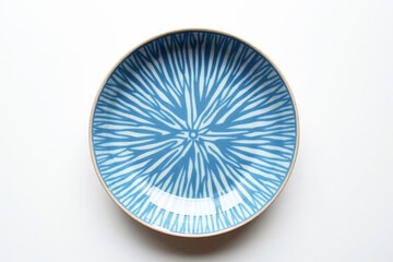 Minimalist Blue Patterned Ceramic Plate Artwork from Above