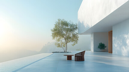 a tree in a courtyard