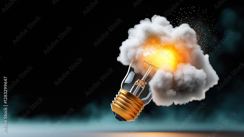 Aufkleber light bulb ignites with burst of colorful energy, symbolizing inspiration and creativity. glowing fi