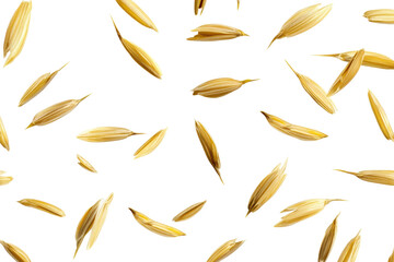 Flying rice grains captured in mid-air display, cut out