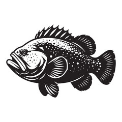 Elegant Goliath Grouper silhouette, a sleek and artistic oceanic touch - Goliath Grouper illustration - Minimalist Goliath Grouper vector - Fish silhouette
