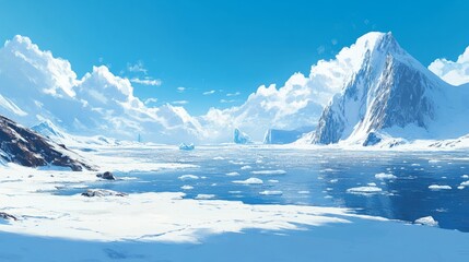 Obraz premium Climate change impact in the Arctic: melting icebergs and cracks in polar ice