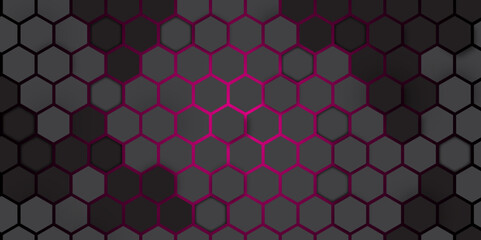 Glowing Hexagonal Mesh – Cyberpunk Digital Aesthetic. Innovative Tech Hexagon Pattern – High-Resolution Background. Illustration. Vector. Hexagon. 