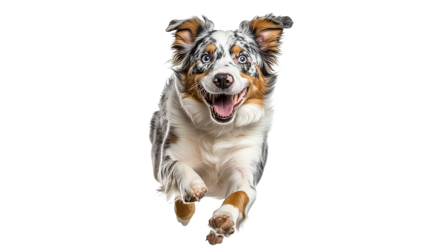 Energetic dog leaps with joy in bright setting