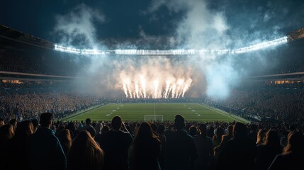 A college stadium hosting an outdoor concert event with students enjoying the music. Featuring vibrant campus culture and community engagement
