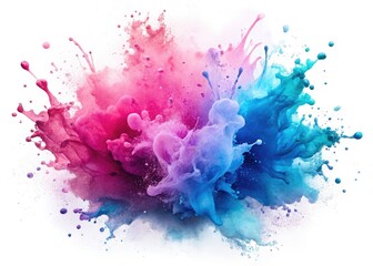 Soft pink blue watercolor artwork, low-light photography, isolated on white for graphic design use.