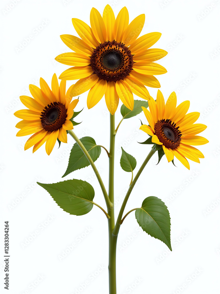 Aufkleber isolated sunflower row in a simple floral design element on white background, perfect for use as a p